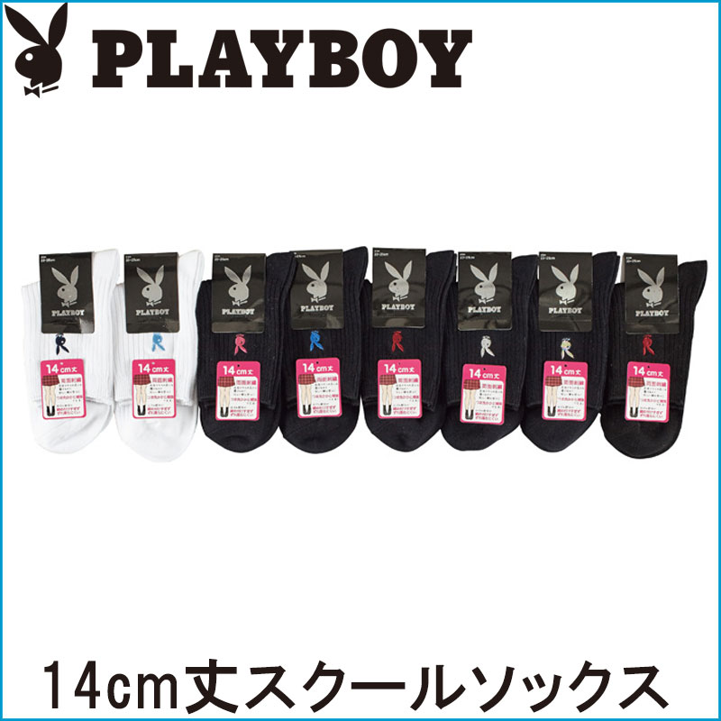 プレイボーイ ワンポイント スクールソックス 14cm丈