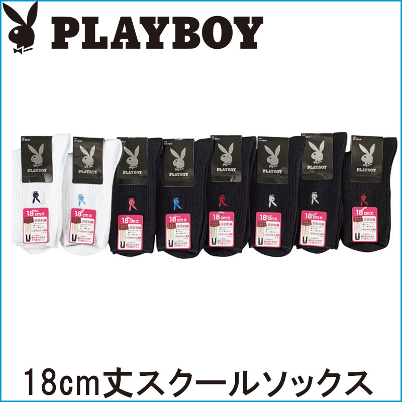 プレイボーイ ワンポイント スクールソックス 18cm丈