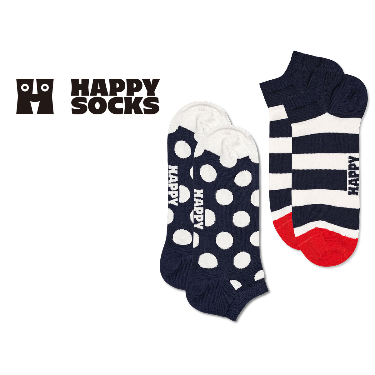 【23FW MAIN】 【2足セット】 Big Dot Stripe （ ドット ＆ ストライプ ）スニーカー丈 ソックス 靴下 ユニセックス メンズ ＆ レディス 10232023