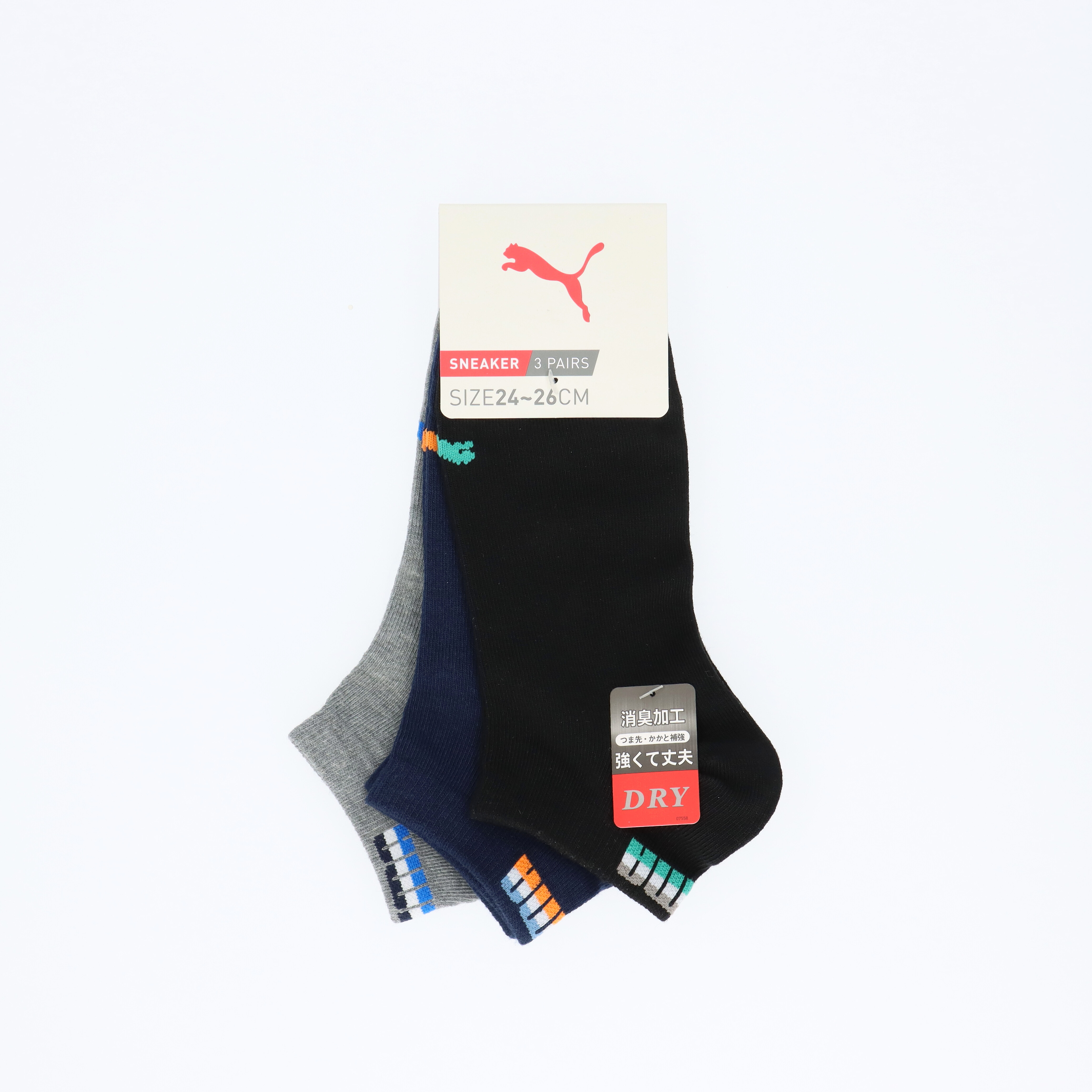 PUMA メンズ 3足組 スニーカー丈 ソックス
