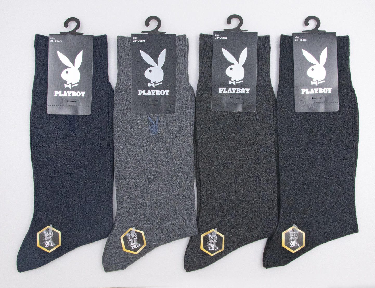 PLAYBOY メンズ ダイヤ柄 ビジネス クルー丈ソックス
