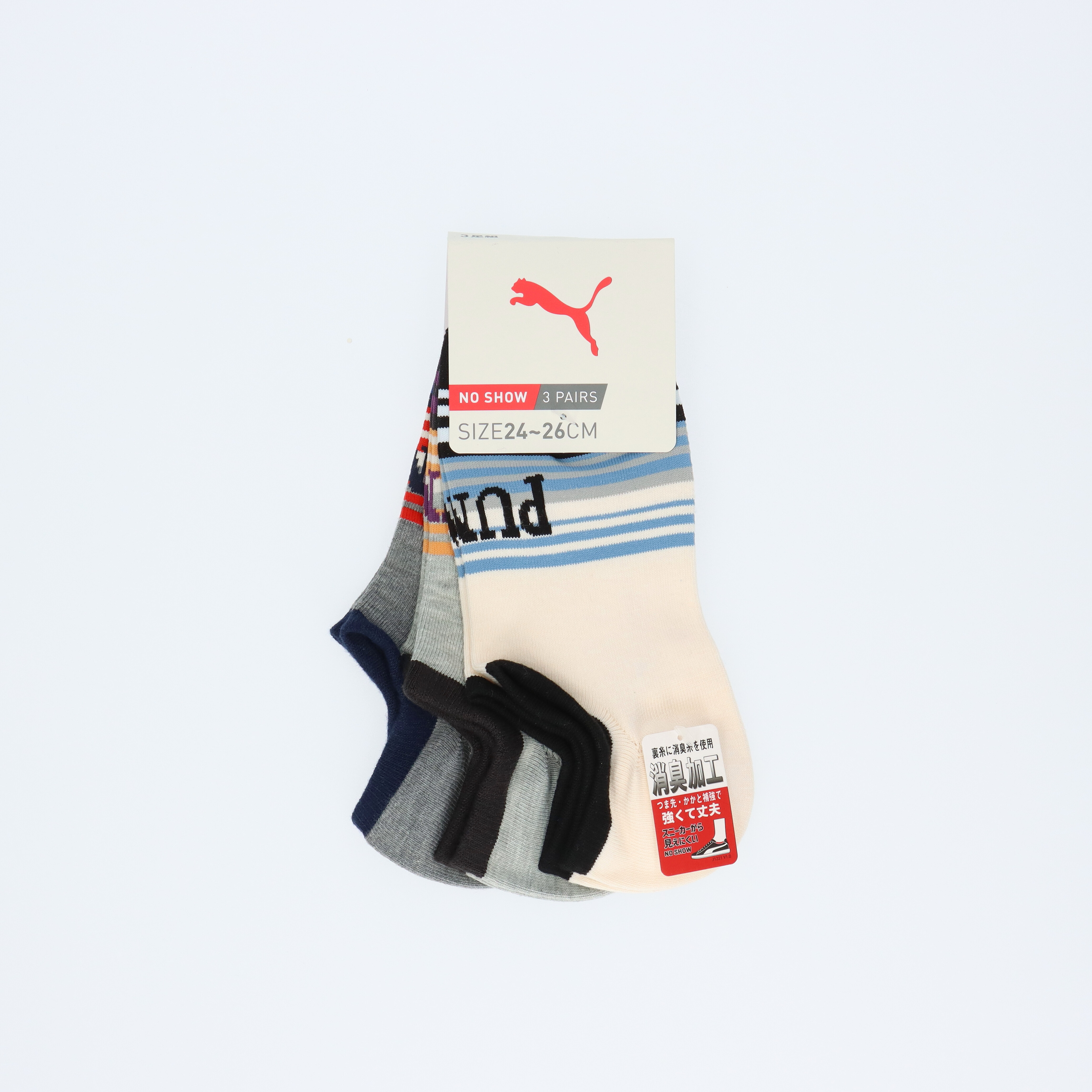 PUMA メンズ 3足組 スニーカー丈 ソックス