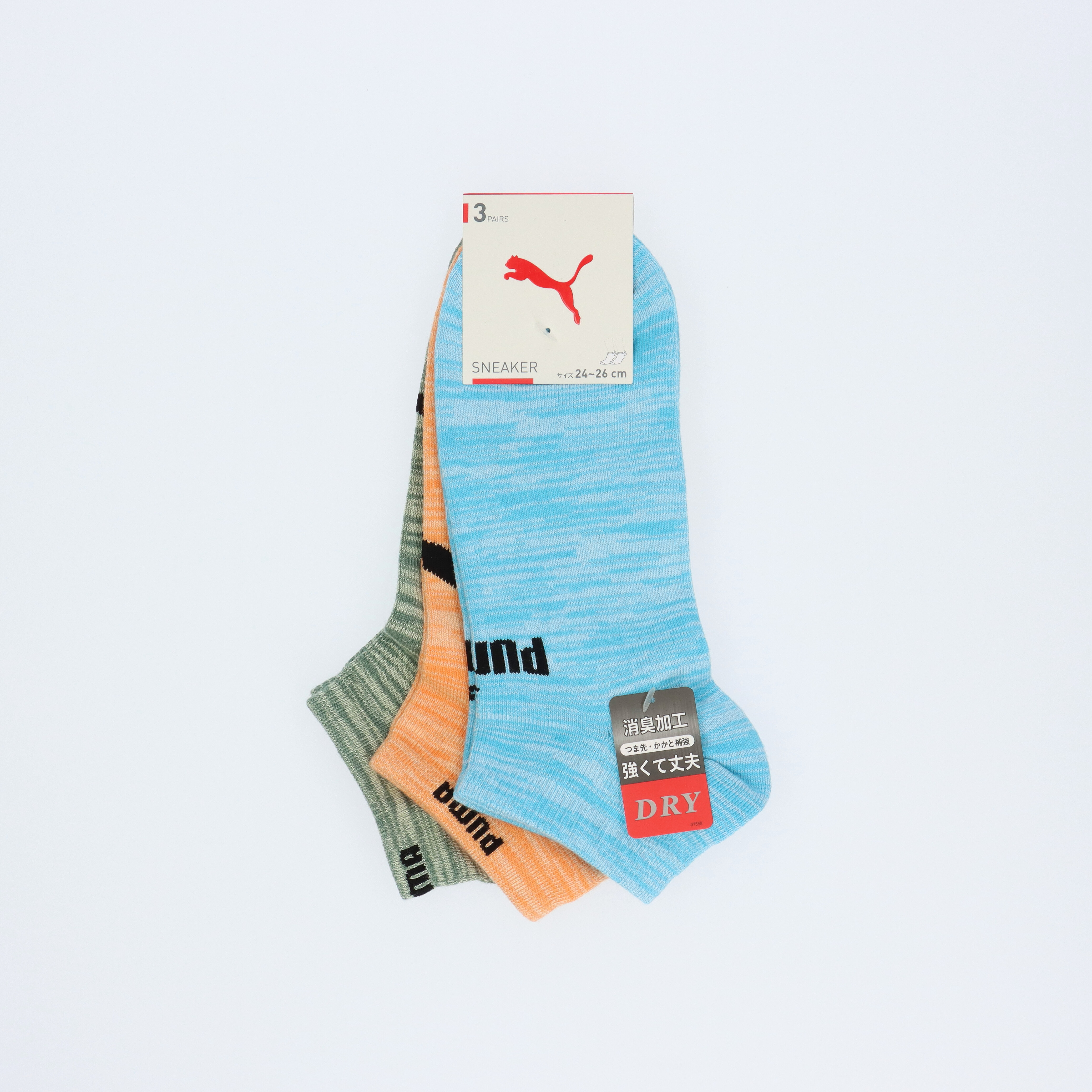PUMA メンズ 3足組 スニーカー丈 ソックス