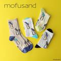 mofusand モフサンド 総柄サメ猫 クルー丈 ソックス
