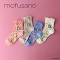mofusand モフサンド 総柄バラ猫 クルー丈 ソックス